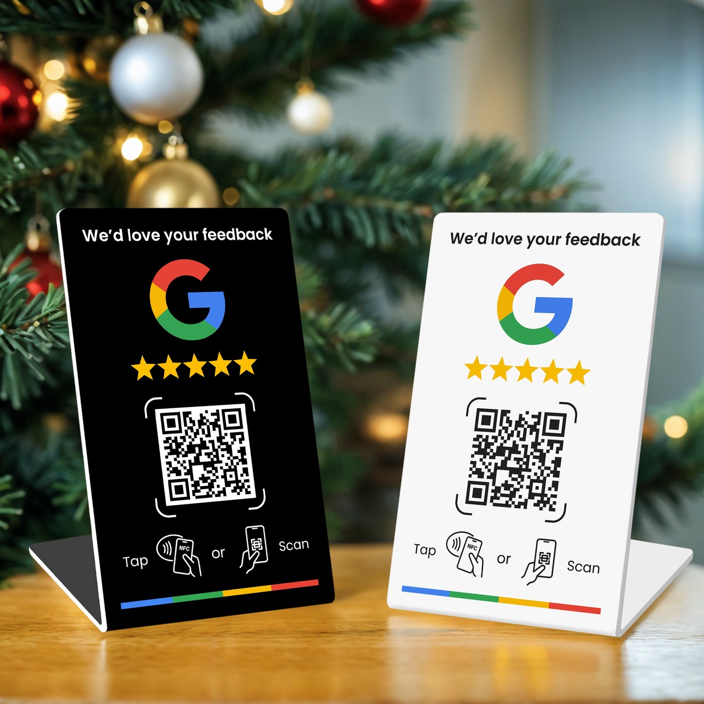 NFC Tap & QR Code, Easy Setup with Review Link Management, Durable PVC, Perfect for Google Reviews and Social Media Integration, Social Media Stand