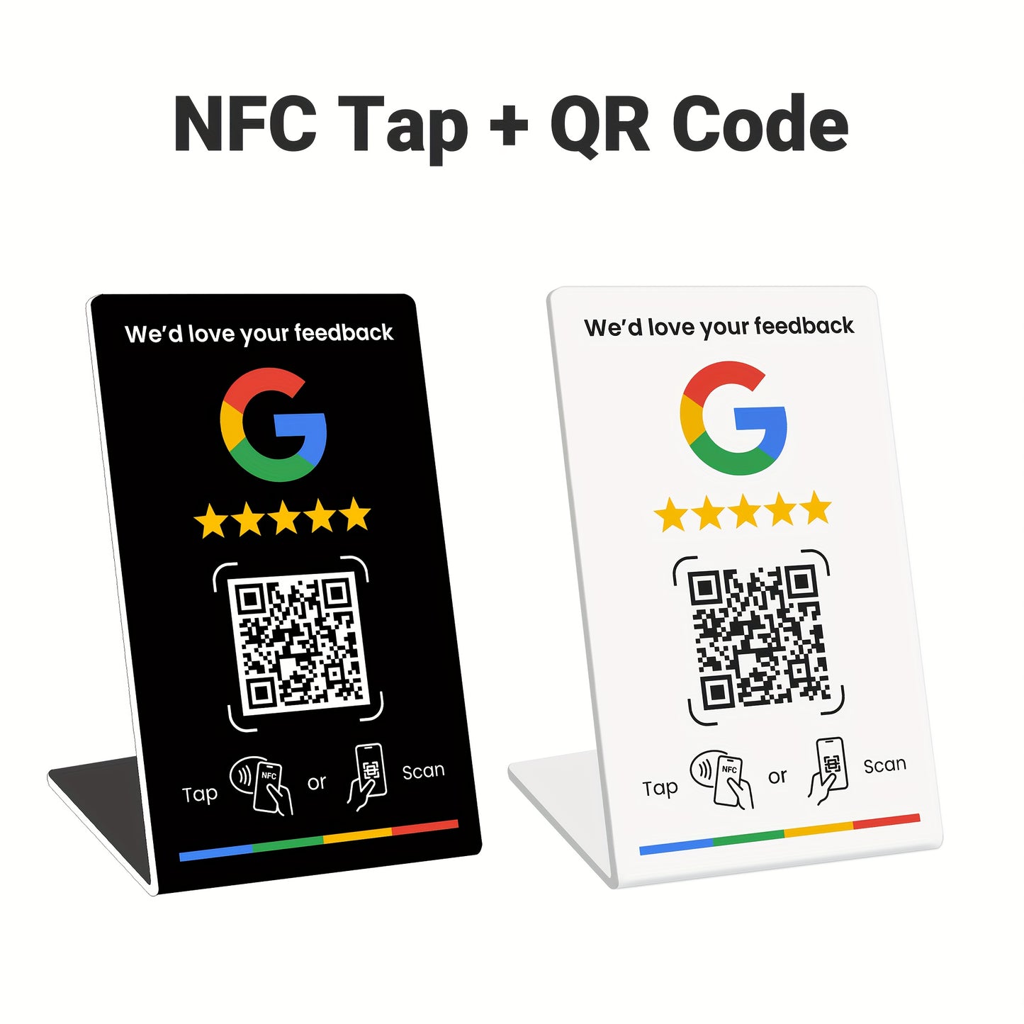 NFC Tap & QR Code, Easy Setup with Review Link Management, Durable PVC, Perfect for Google Reviews and Social Media Integration, Social Media Stand