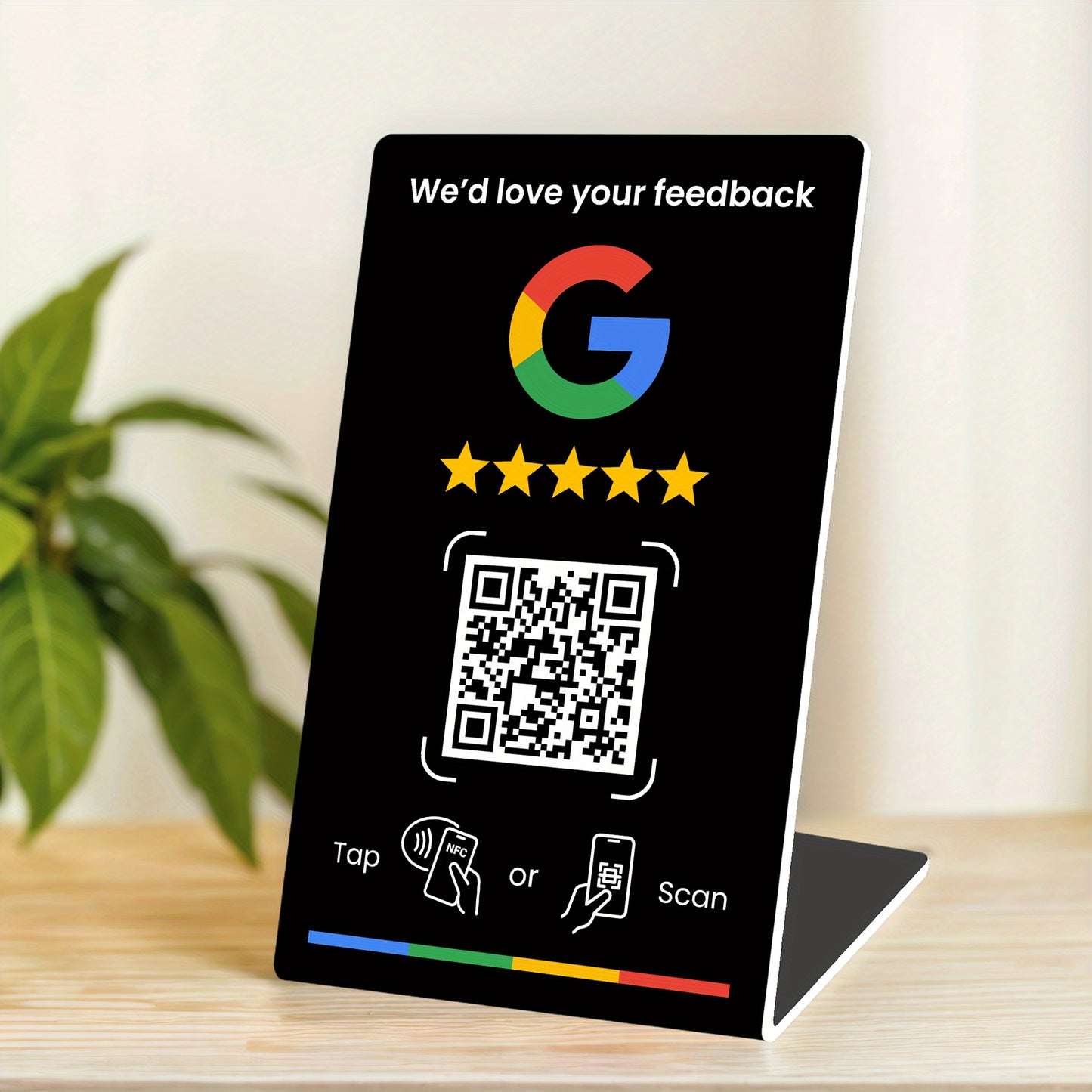 NFC Tap & QR Code, Easy Setup with Review Link Management, Durable PVC, Perfect for Google Reviews and Social Media Integration, Social Media Stand