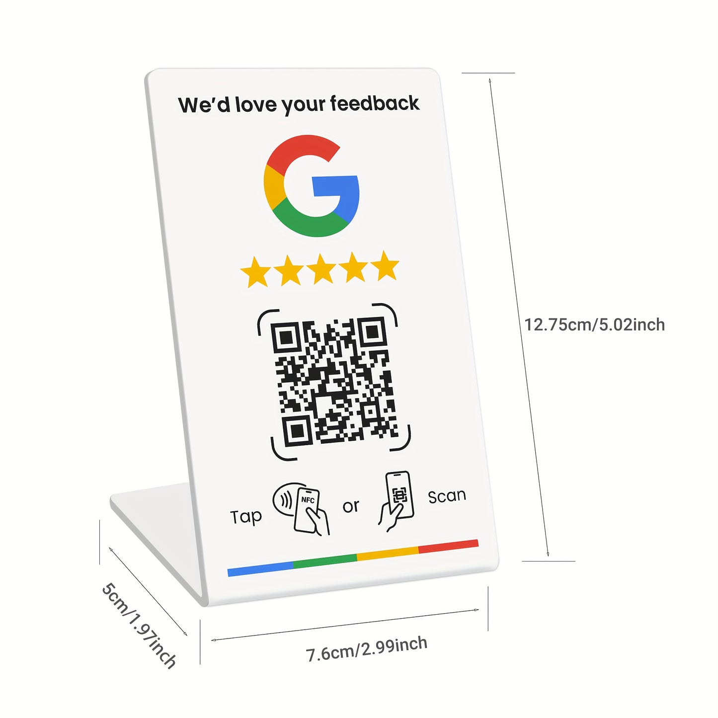 NFC Tap & QR Code, Easy Setup with Review Link Management, Durable PVC, Perfect for Google Reviews and Social Media Integration, Social Media Stand