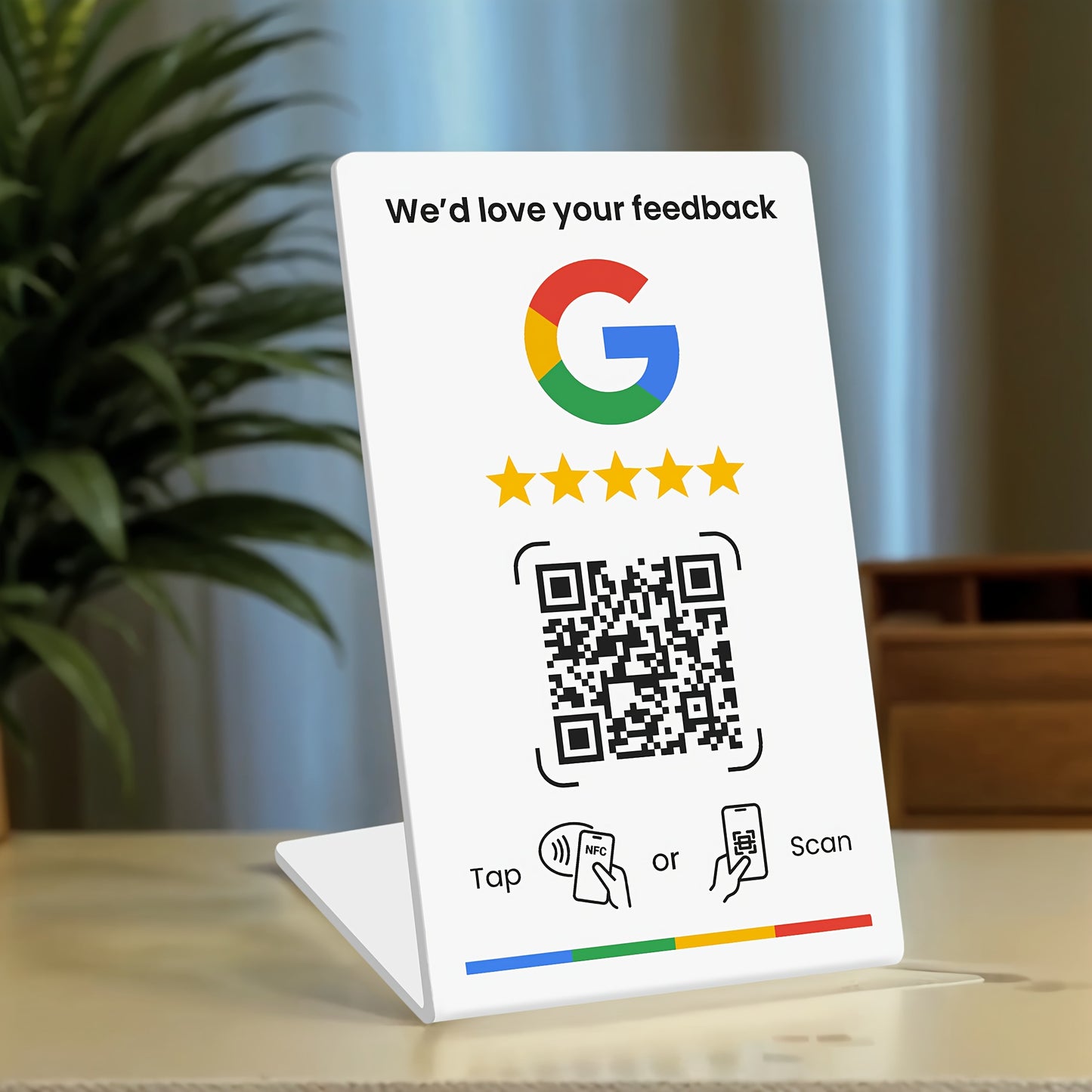 NFC Tap & QR Code, Easy Setup with Review Link Management, Durable PVC, Perfect for Google Reviews and Social Media Integration, Social Media Stand